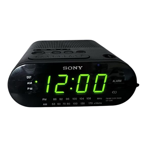 Sony Dream Machine Alarm ICF-C218 FM AM Clock Radio Black Auto Time Set - Picture 2 of 8